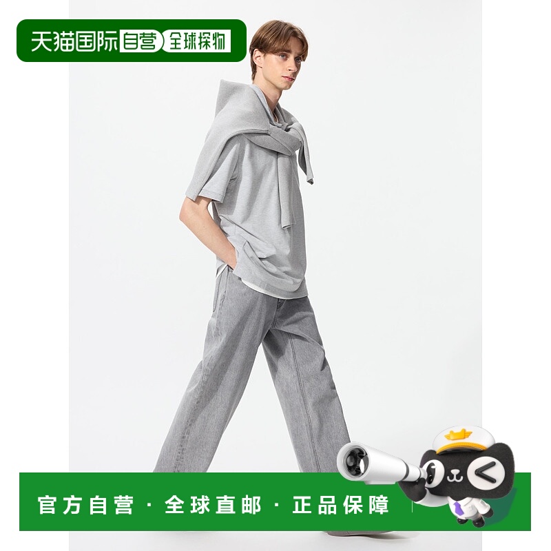 日潮跑腿UNIQLO优衣库 宽直筒牛仔裤 02 LIGHT GRAY MEN 27 47932