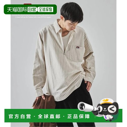 日本直邮JOURNAL STANDARD BEN DAVIS 别注长袖半拉链衬衫 自然色