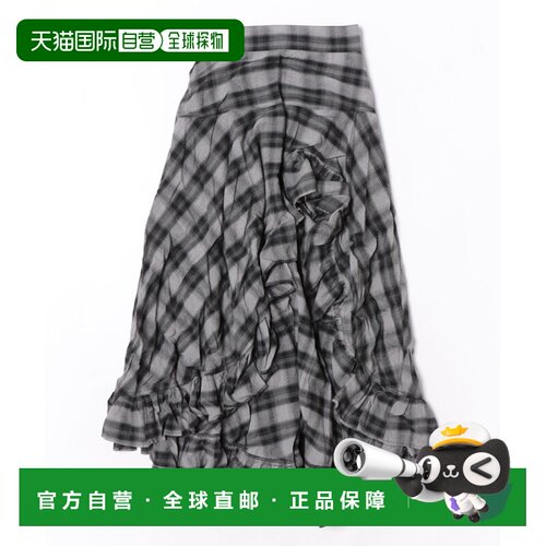 日本直邮EVRIS 女装 随机格纹不对称长裙 372640801301
