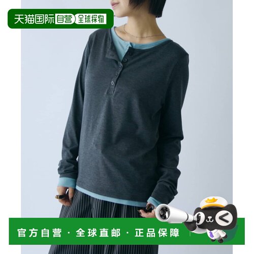 日本直邮-goocy- 女装 配色亨利领T恤 PGY1062106C0002