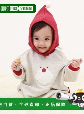 1h可退 日本直邮devirock儿童圣诞图案连体衣+毛球帽2件套 1ACA19