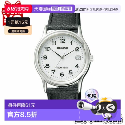 日本直邮RS25-0033B CITIZEN/REGUNO/Solar Tech复古男士手表