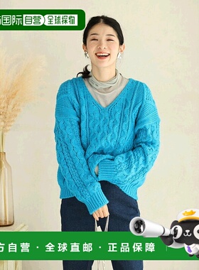 日本直邮兼容S3L 亮蓝色宽松针织套头衫流行穿搭 高档时髦 高级感