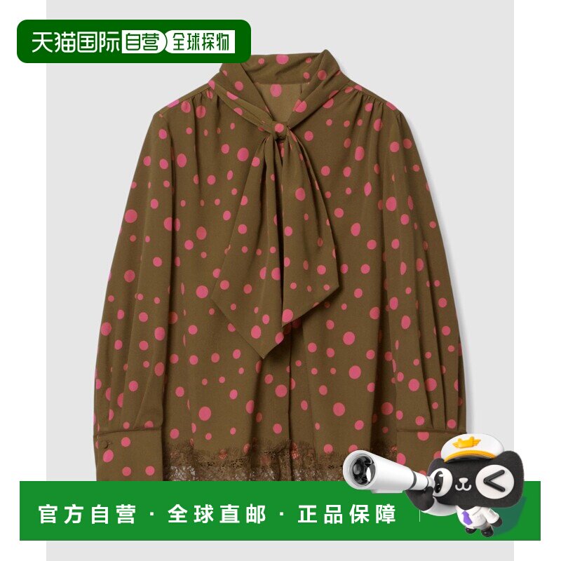 日本直邮allureville 女装 随机波点拼接蕾丝衬衫【付后1h可退】
