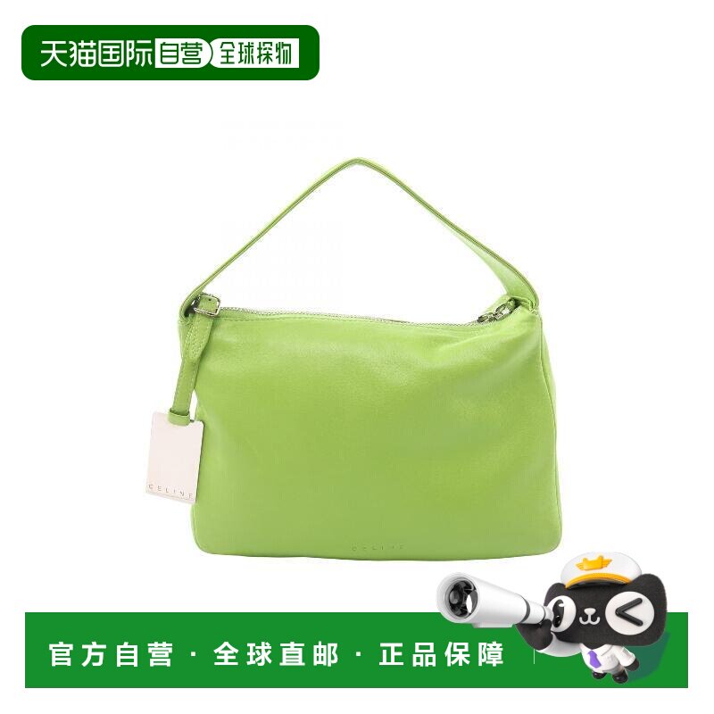 日本直邮中古Celine赛琳女包B级9新Handbag手包牛皮手提包绿色图片