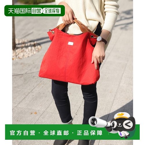 日本直邮florge 尼龙或棉与皮革搭配带板托特包[FL8218AW02658] /