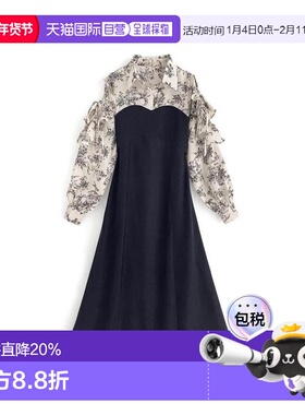 日本直邮日潮 GRL 花朵图案露肩喇叭长款连衣裙 kz432