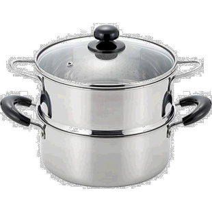 【日本直邮】Yoshikawa吉川 双柄2层蒸锅 20cm SJ2967