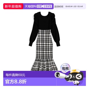 日本直邮日潮 GRL格子拼接美人鱼针织连衣裙kz719鱼尾裙