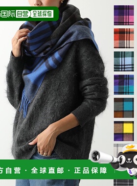 日本直邮JoshuaEllis女士羊绒围巾披肩格纹保暖百搭高级感 正品