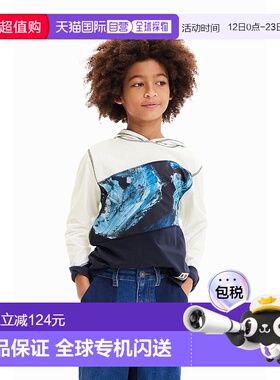 日本直邮Desigual 补丁拼接连帽T恤卫衣 [DE819EC22562]