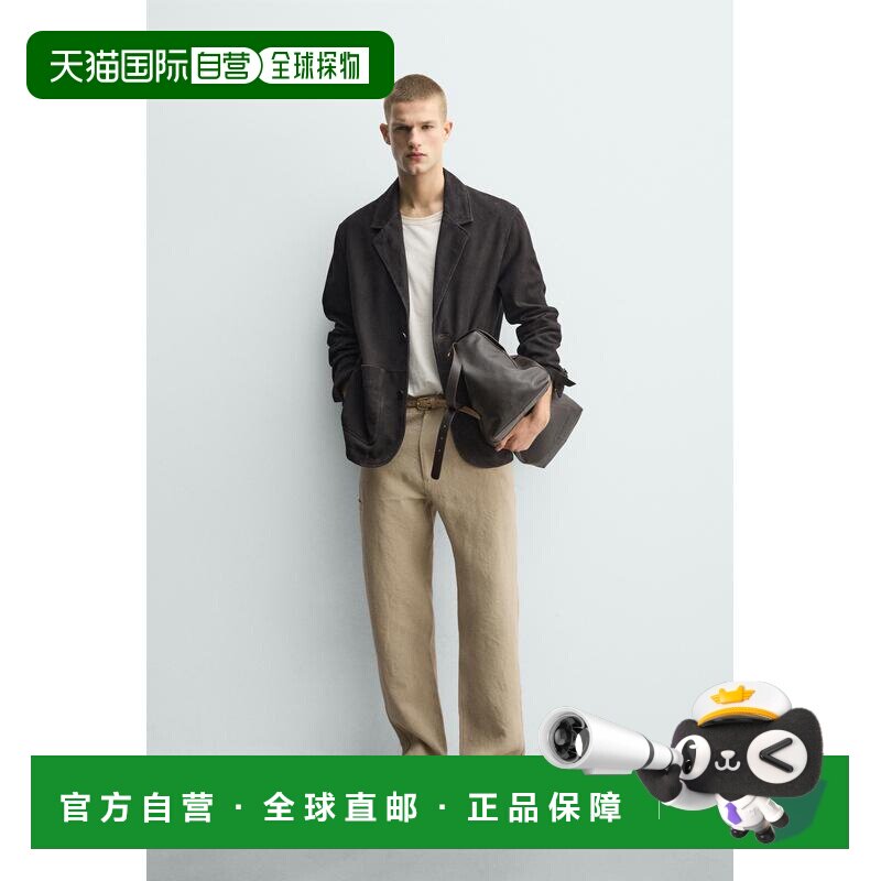 日本直邮Zara水洗麂皮风格皮革西装外套