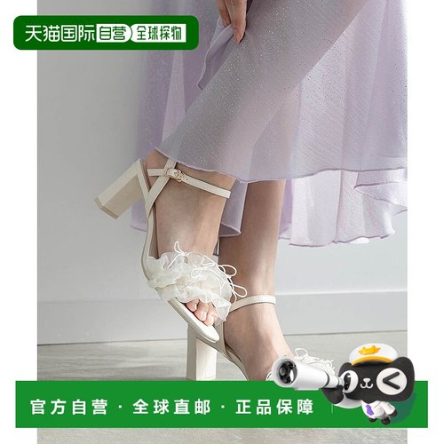 日本直邮Randa 迷你丝带荷叶边高跟凉鞋 RA041BW016139 黑色