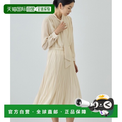 日本直邮ROPE' 女士 鸟叫褶皱连衣裙 女装 波点领半透设计 2026CG