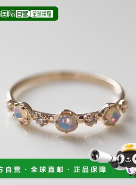 1h可退 日本直邮cui-cui 十月诞生石 华丽游彩欧泊 钻石戒指 K10Y