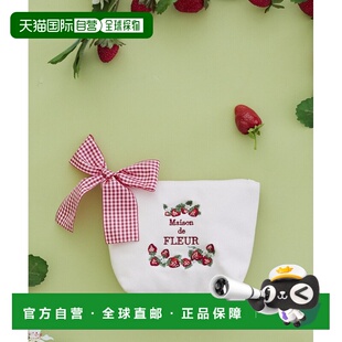 1h可退 日本直邮Maison de FLEUR 女装 草莓刺绣 便携方型小物收