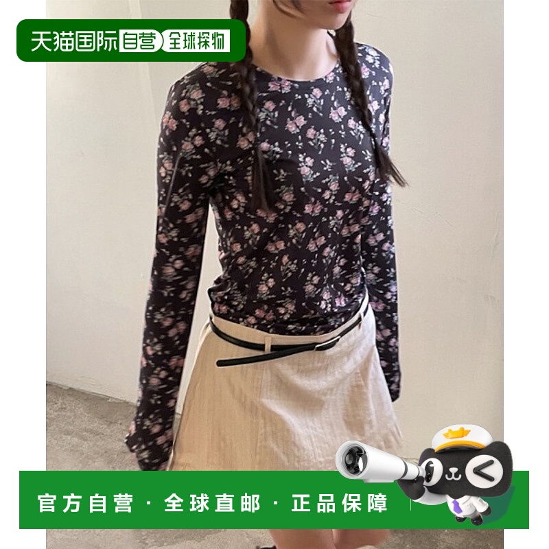 1h可退 日本直邮WEGO 女士花卉印花紧身长袖T恤 DF25SP02L0008