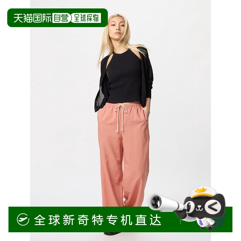 日潮跑腿UNIQLO优衣库女裤麻混纺松紧长裤休闲裤加长款473792