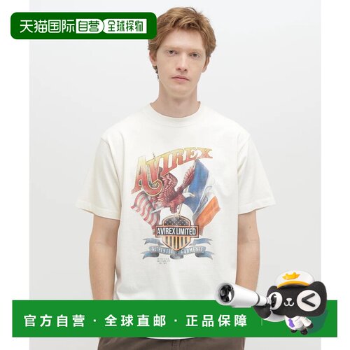 日本直邮AVIREX DS FADE S/S TEE EAGLE 短袖T恤 米白色