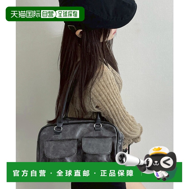 1h可退 日本直邮WEGO 女装 复古风仿皮波士顿包 双翻盖口袋 MO25A