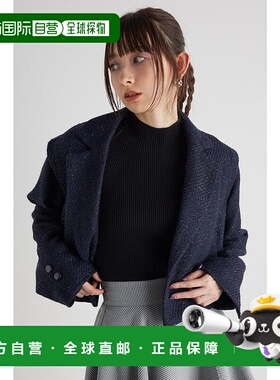 日本直邮Rienda 2way肩背式粗花呢短外套 JK NVY [RI3465EW24704]