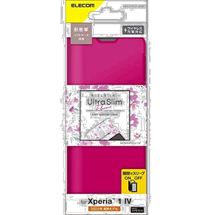 【日本直邮】ELECOM Xperia 1 IV轻薄皮制翻盖手机壳 花卉图案 粉