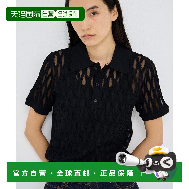 1h可退 日本直邮TAAKK女装 Polo针织衫 流畅镂空纹理 精致微闪透图片