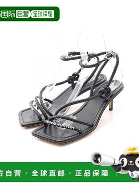 1h可退 日本直邮中古LV路易威登女A级95新sandals凉鞋牛皮鞋黑色