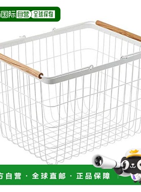 【日本直邮】山崎实业手提洗衣收纳篮脏衣篮金属网格篮白色M号280