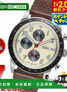 日本直邮FOSSIL 男士手表 SPORT TOURER 计时码表棕色皮革手表 FS