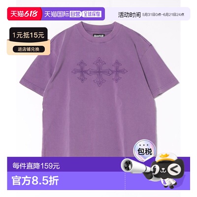 1h可退 日本直邮SUPPLIER男女同款复古水洗十字刺绣纯棉T恤 78461