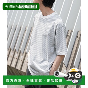 1h可退 日本直邮FORK&SPOON男士夏季原创面料短袖条纹T恤 DFA511V