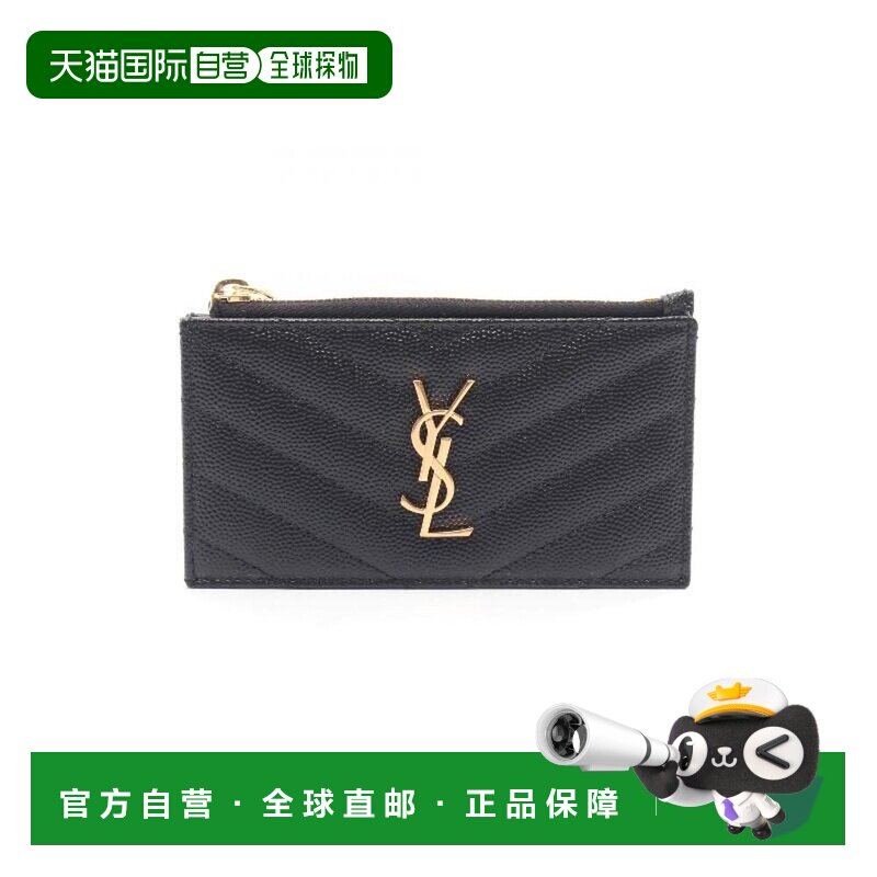 日本直邮中古YSL圣罗兰女S级99新card case卡包牛皮零钱包黑色正