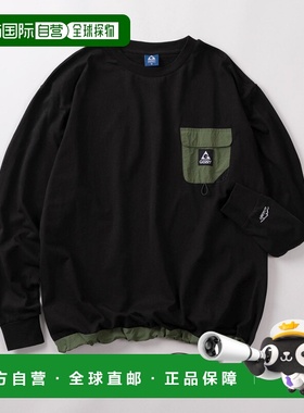 1h可退 日本直邮GERRY男女同款纯棉长袖T恤 胸前尼龙口袋抽绳设计