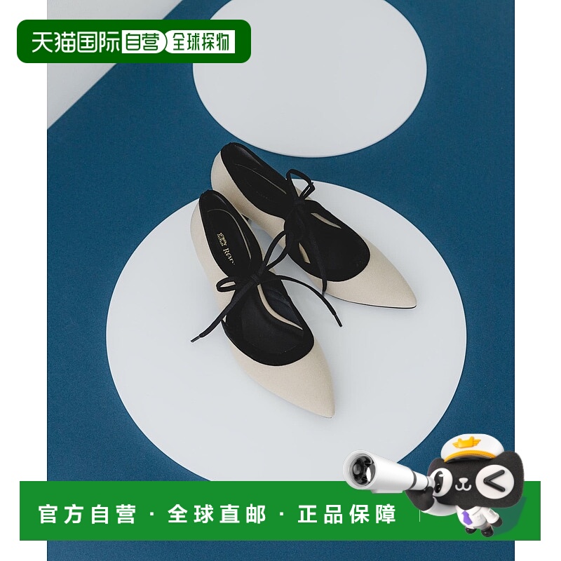 1h可退 日本直邮RODE SKO 女士 6cm粗跟蝴蝶结尖头泵鞋 日系设计