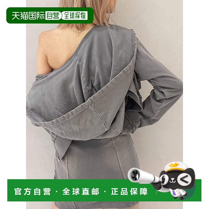 1h可退 日本直邮GYDA 女装 加工感短款连帽衫 全棉宽松半拉链外套