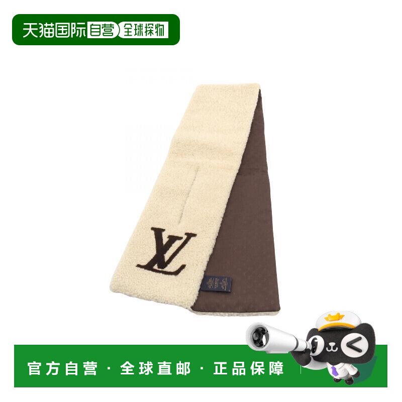 日本直邮中古LV路易威登女A级95新muffler丝绸围巾/丝巾浅褐色