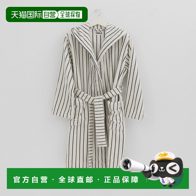 日本直邮TEKLA HOOD 浴袍条浴袍 连帽浴袍有机棉绿色 RACING GREE