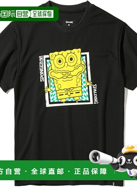 日本直邮斯伯丁青少年 T恤海绵宝宝方格旗篮球 T恤 JR (SJT25063S
