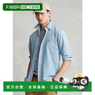FW22 Lauren 纯色Logo刺绣翻领长袖 衬衫 日本直邮Polo 男款 Ralph