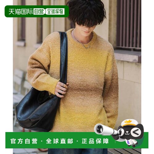 日本直邮Rocky Monroe 渐变段染混纺羊毛宽松休闲针织条纹长袖上