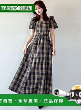 1h可退 日本直邮RESEXXY 女装 心形领A字连衣裙 格纹半袖设计 152