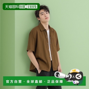 衬衫 1h可退 型比利时亚麻开领短袖 全麻宽松版 日本直邮CAHLUMN男士