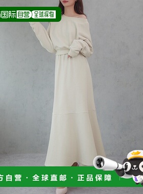 日本直邮JUNOAH 起毛船领上衣加半褶裙套装 [JU5602EW006670] 服