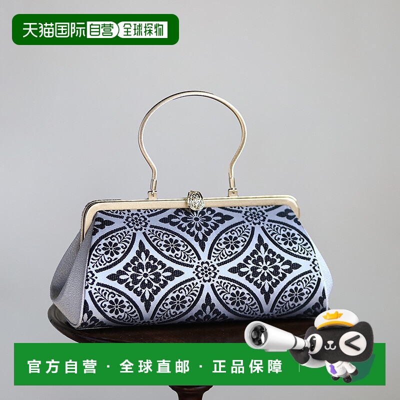 日本直邮tatsumi 西阵织黑华纹样手工制作黄铜提手手提包Ta-or-e2