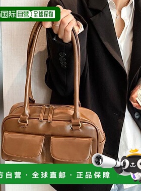 日本直邮florge 翻盖双口袋皮革质感波士顿包/托特包 [FL8218AW07