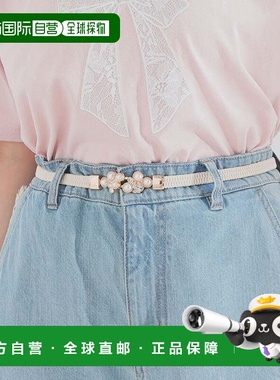 日本直邮Honeys 珍珠装饰橡胶腰带 女士适用 多色可选 [HN6029DW0