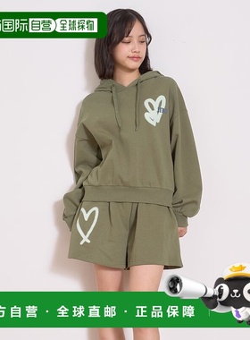 1h可退 日本直邮LOVETOXIC 女装 纯棉加绒半拉链连帽两件套 77533