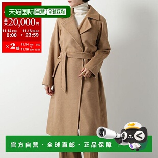 日本直邮MAX MARA MANUELA 女士纯驼色长款裹身大衣配腰带42码