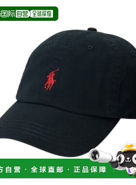 日本直邮POLO RALPH LAUREN 棉质斜纹棒球帽（Polo 黑色/RL 红色